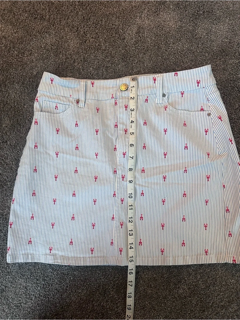Market & Spruce Lobster Print Pinstripe Mini Skirt Size M Coastal Preppy
